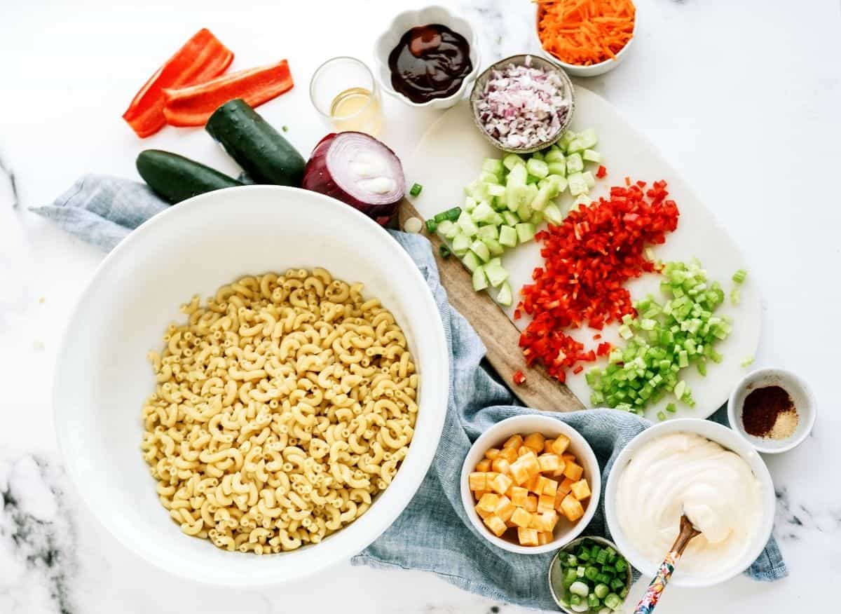 Ingredients for BBQ Macaroni Salad Recipe 