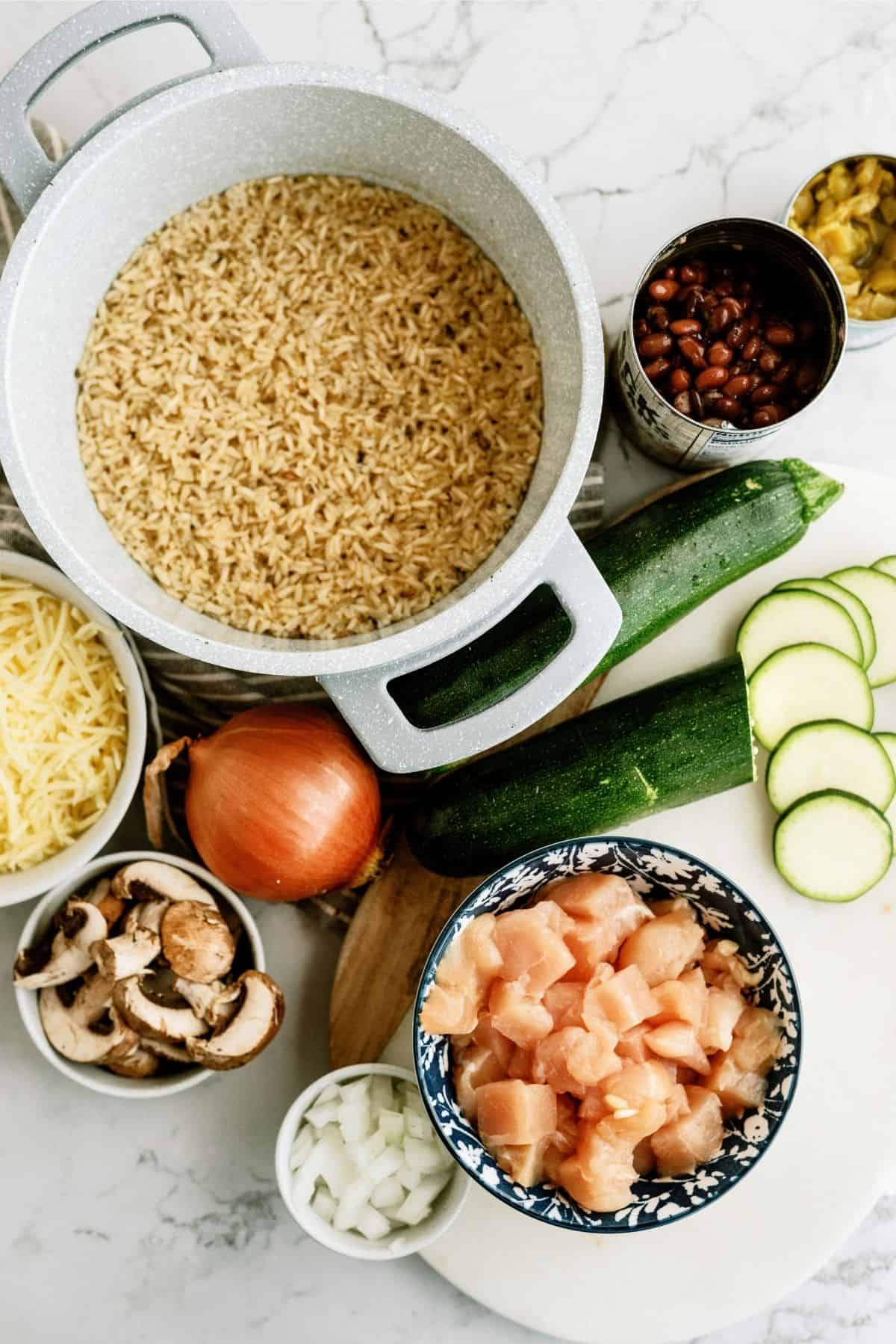 Ingredients for Chicken and Black Bean Casserole