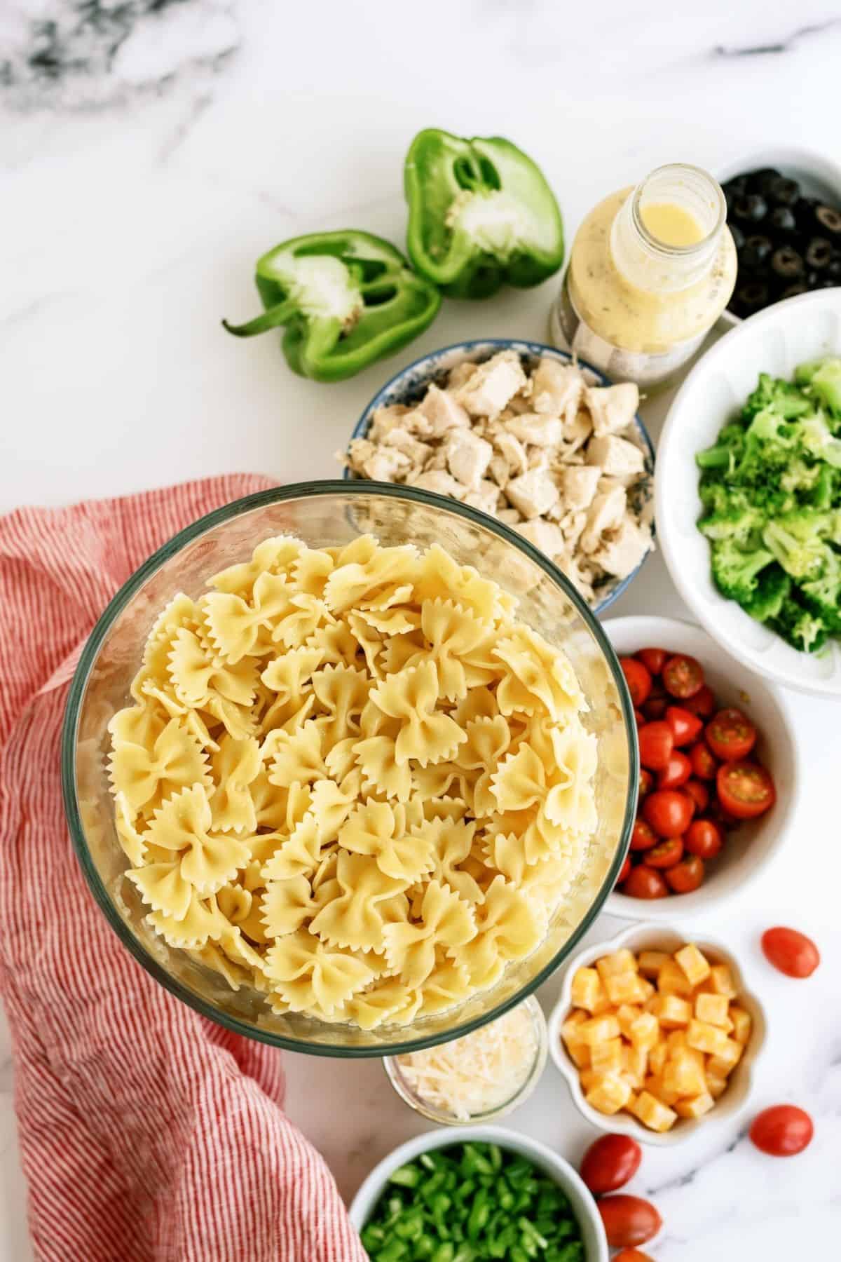 Ingredients for Grilled Chicken Bow Tie Pasta Salad Recipe