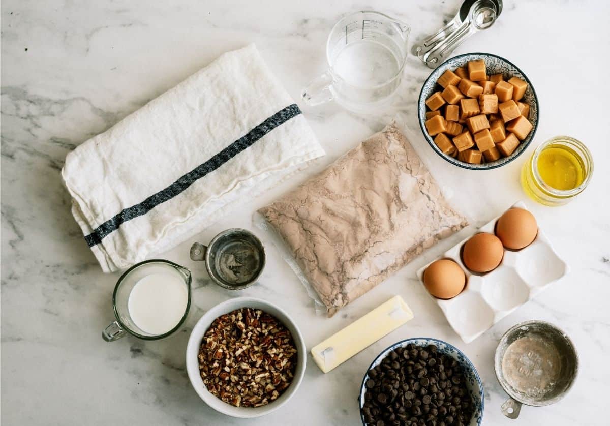 Ingredients for Snickers Cake