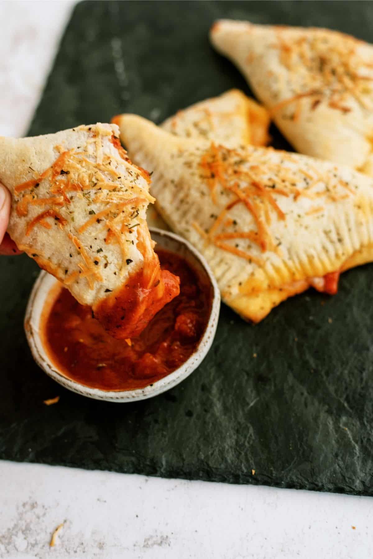 Quick and Easy Calzones with dipping sauce