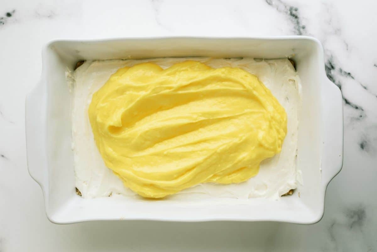 Spread Lemon Pudding Mixture over cream cheese mixture