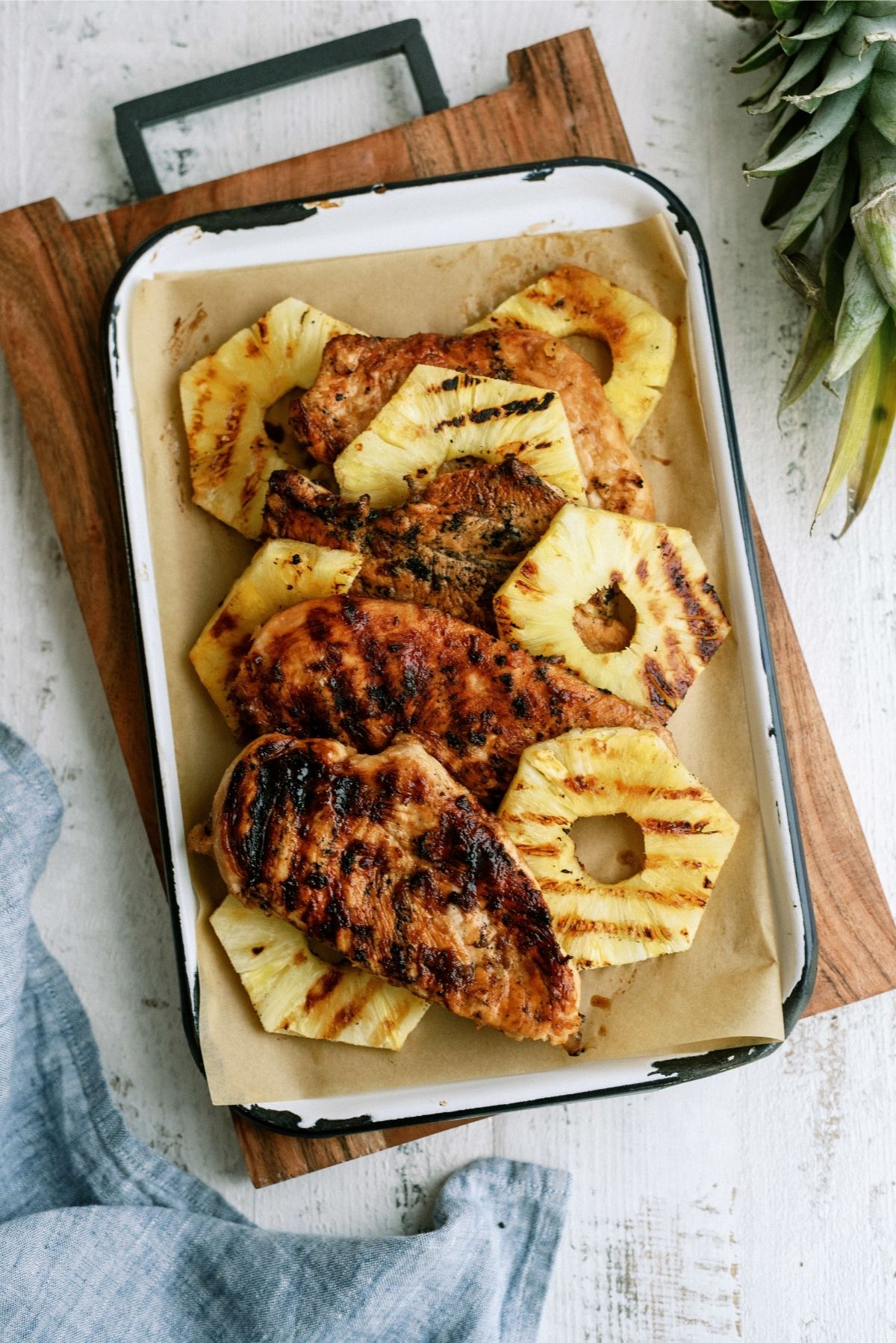 Pineapple Grilled Chicken on a white serving dish