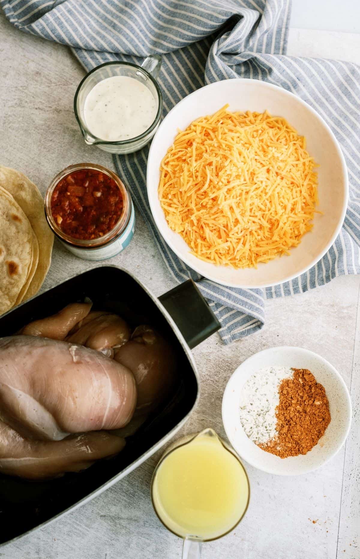 Ingredients for Slow Cooker Ranch Chicken Enchiladas Recipe