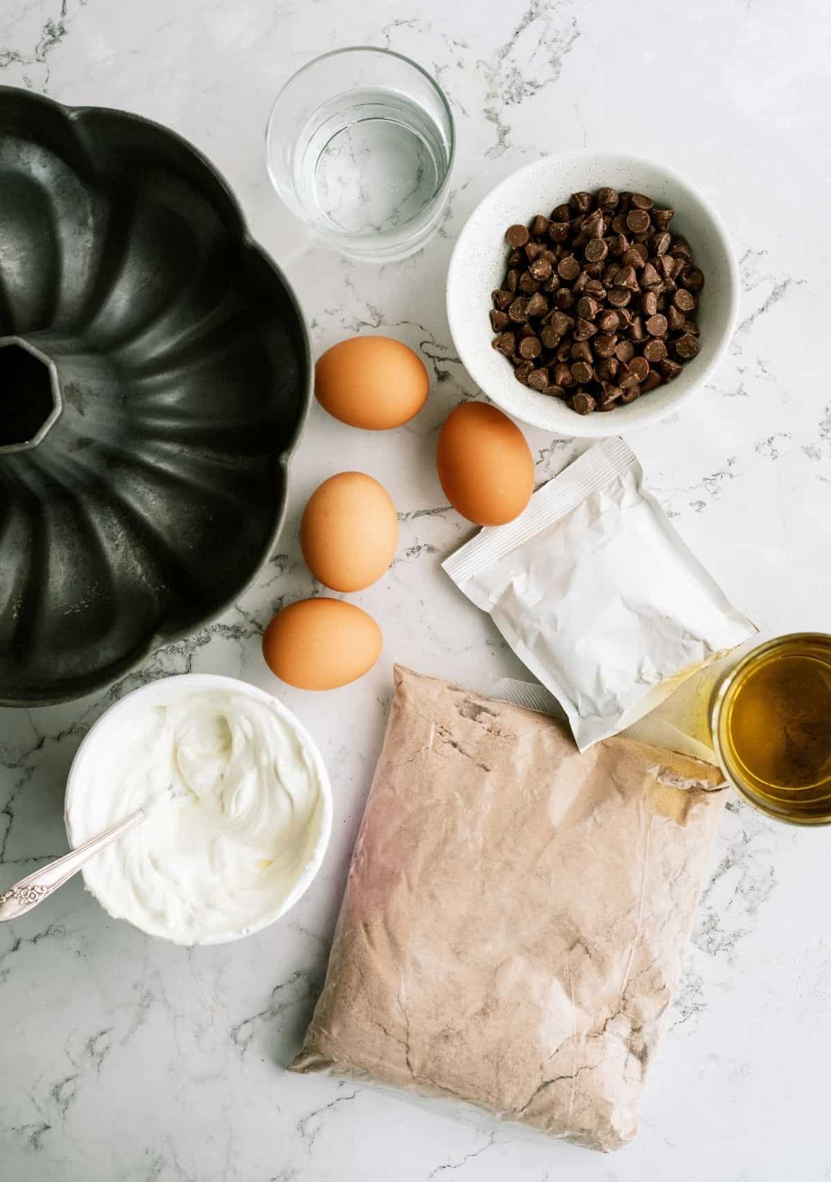 Ingredients for Triple Chocolate Bundt Cake Recipe