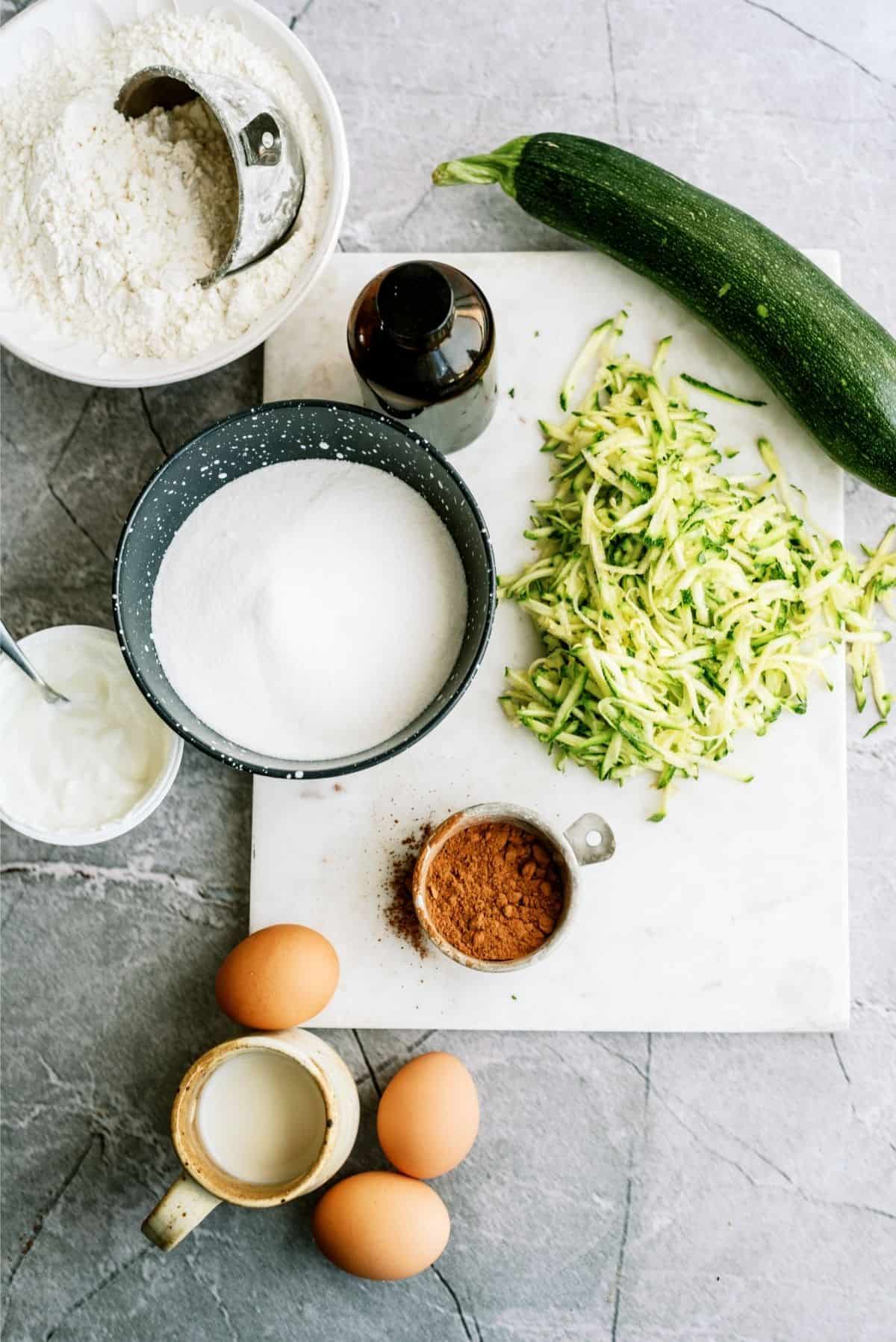 Ingredients for Chocolate Zucchini Sheet Cake Recipe 