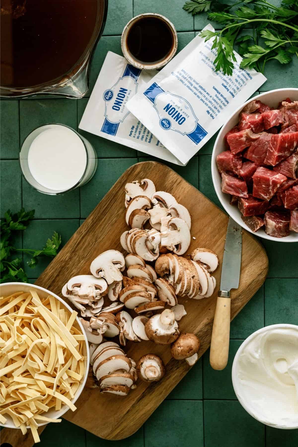 Ingredients for Instant Pot Beef Stroganoff Soup