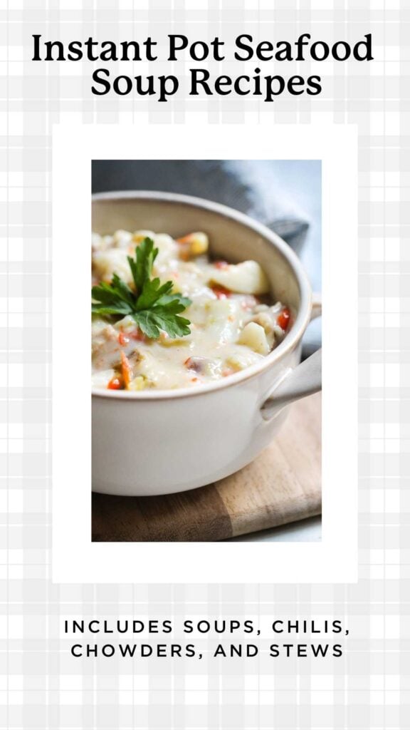 bowl of soup made in the instant pot with seafood