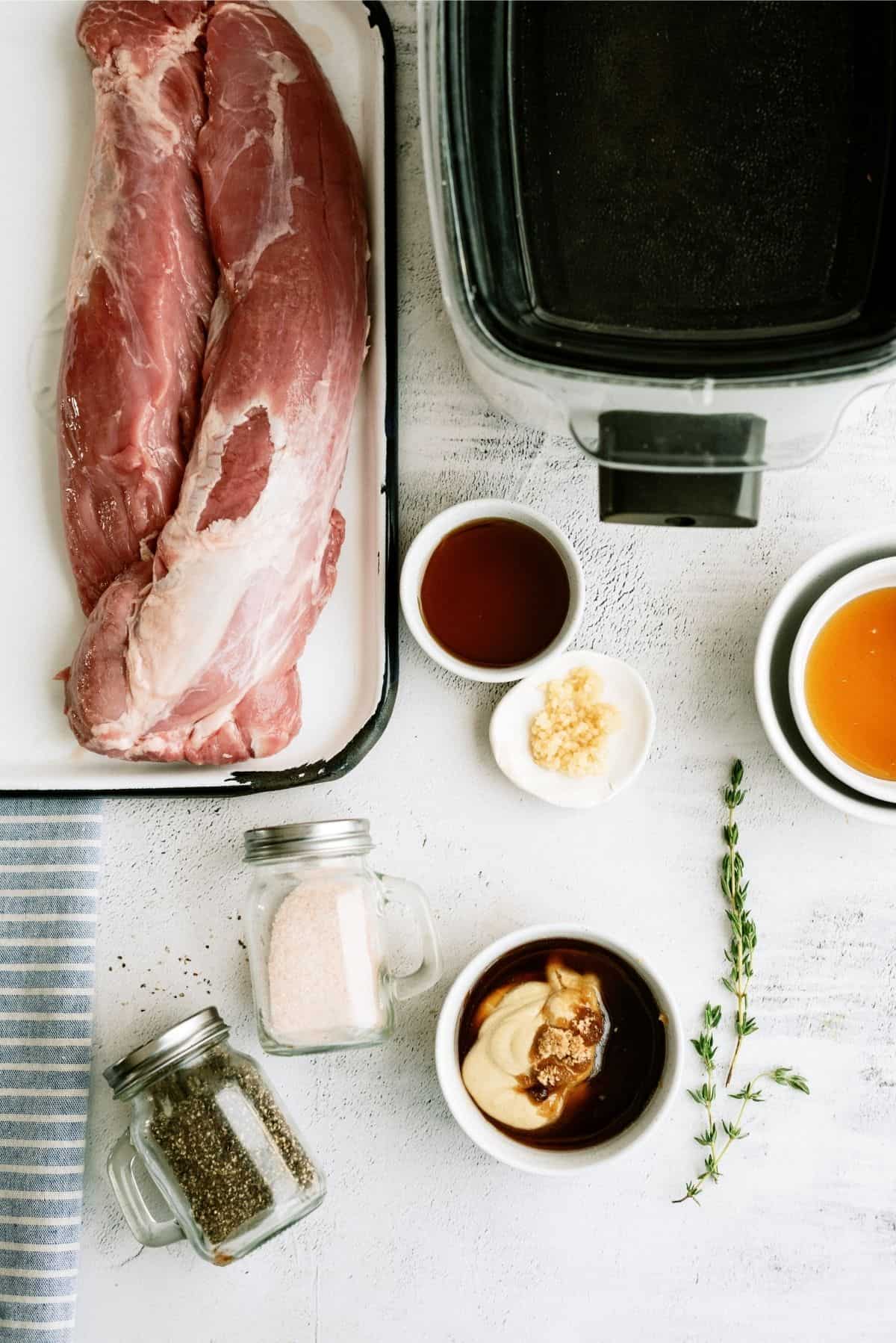 Ingredients for Slow Cooker Maple and Brown Sugar Pork Tenderloin