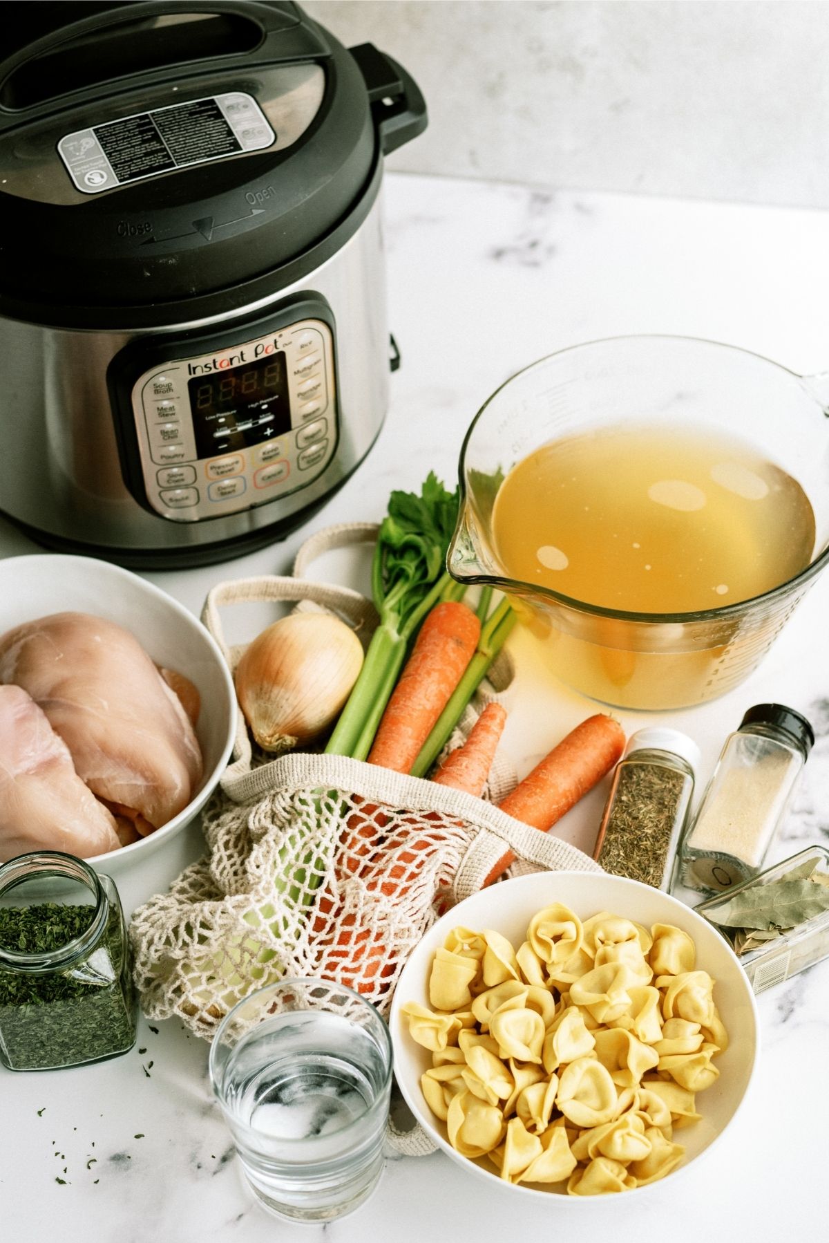 Ingredients for Instant Pot Chicken Tortellini and Vegetable Soup