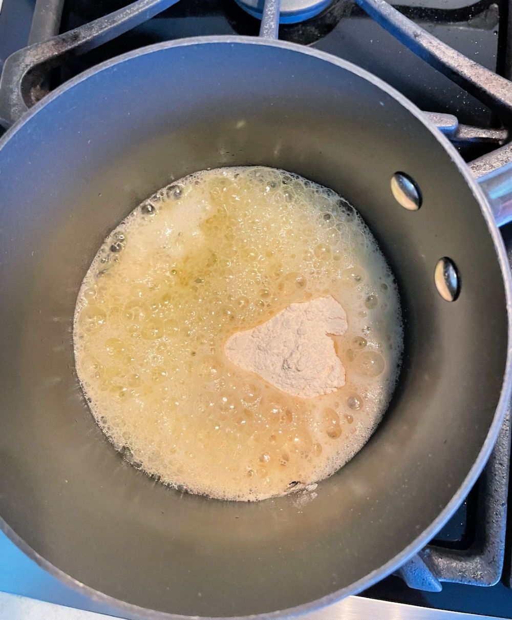 add flour to butter to make gravy