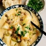 the best cheeseburger soup in a bowl
