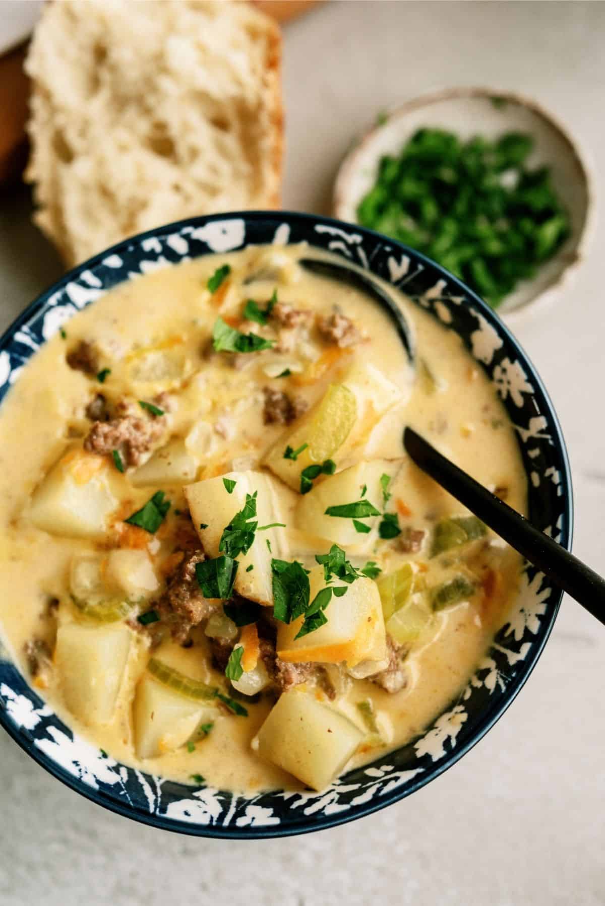 The Best Cheeseburger Soup Recipe (Cheesy Ground Beef Soup)