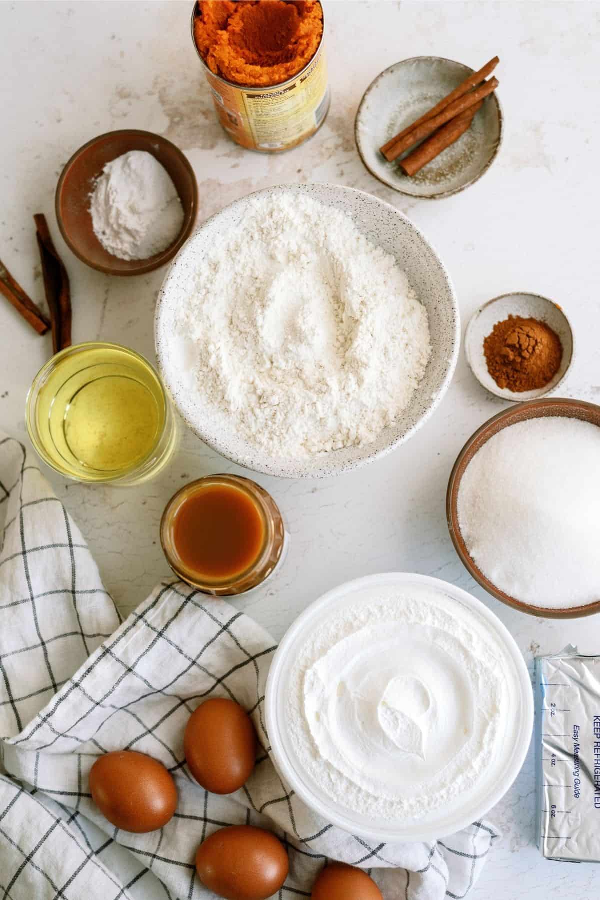 Ingredients for Caramel Pumpkin Poke Cake