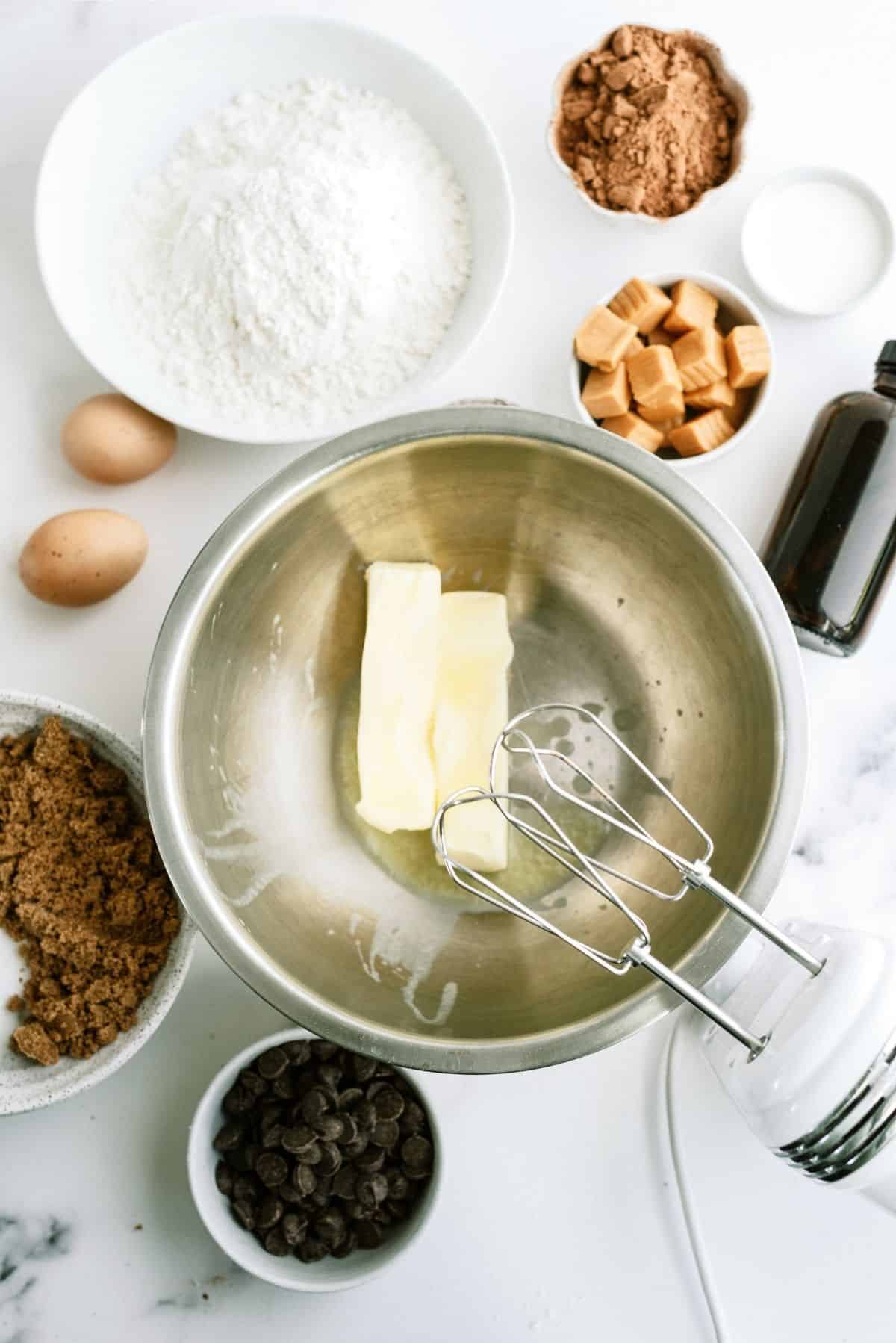 Ingredients for Salted Caramel Chocolate Cookies