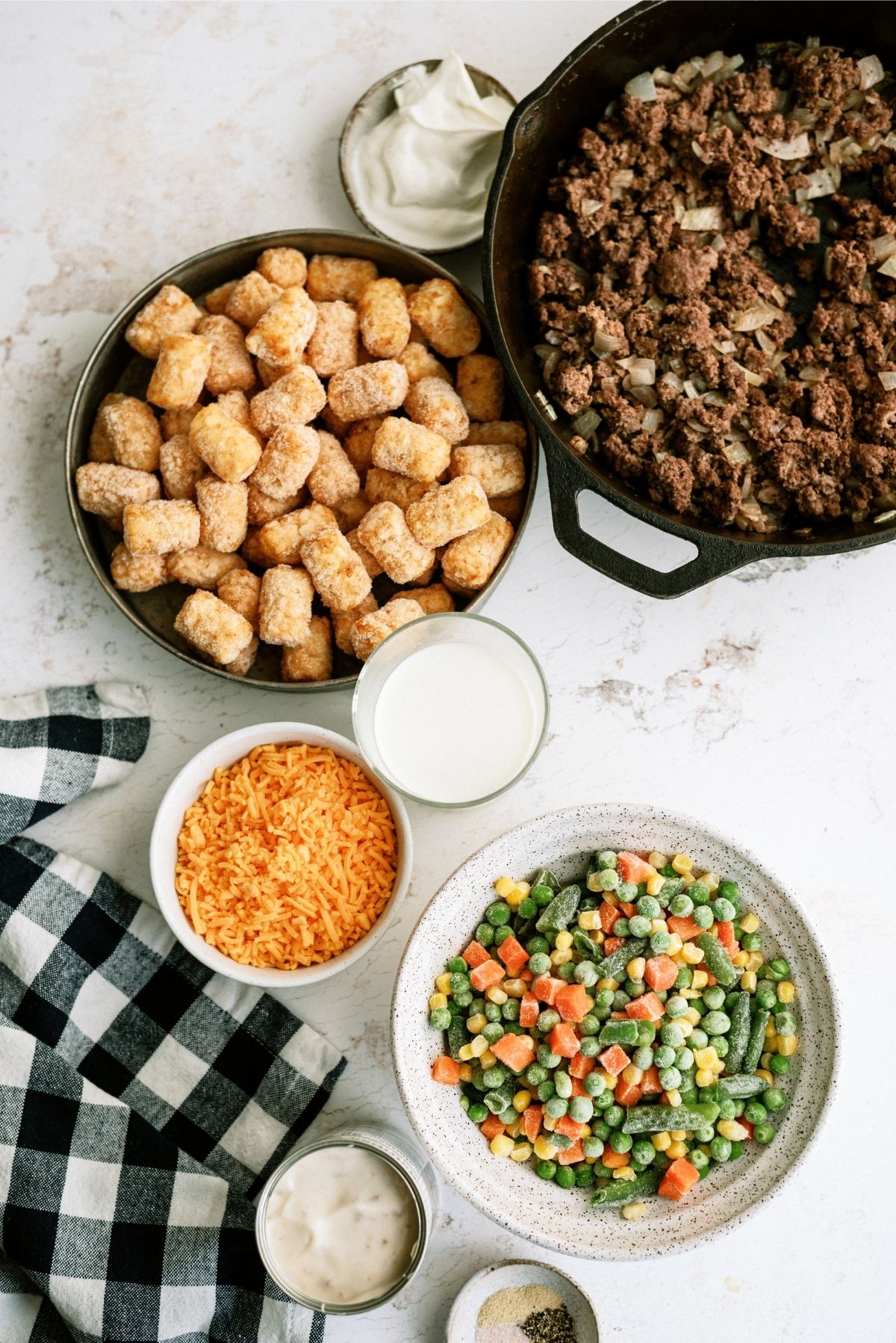 Ingredients for Slow Cooker Tater Tot Cowboy Casserole