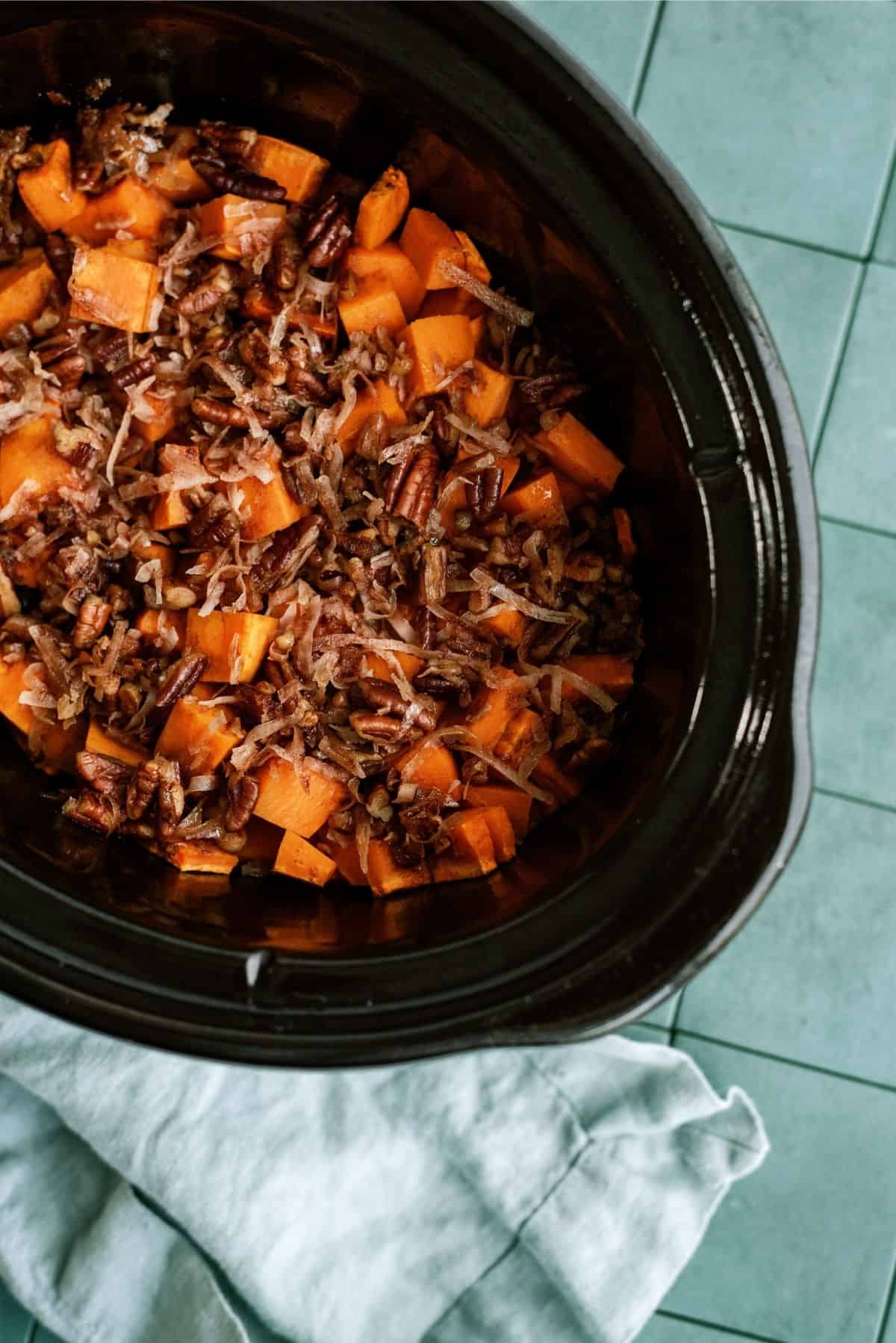 Coconut Pecan Sweet Potatoes cooked in the slow cooker