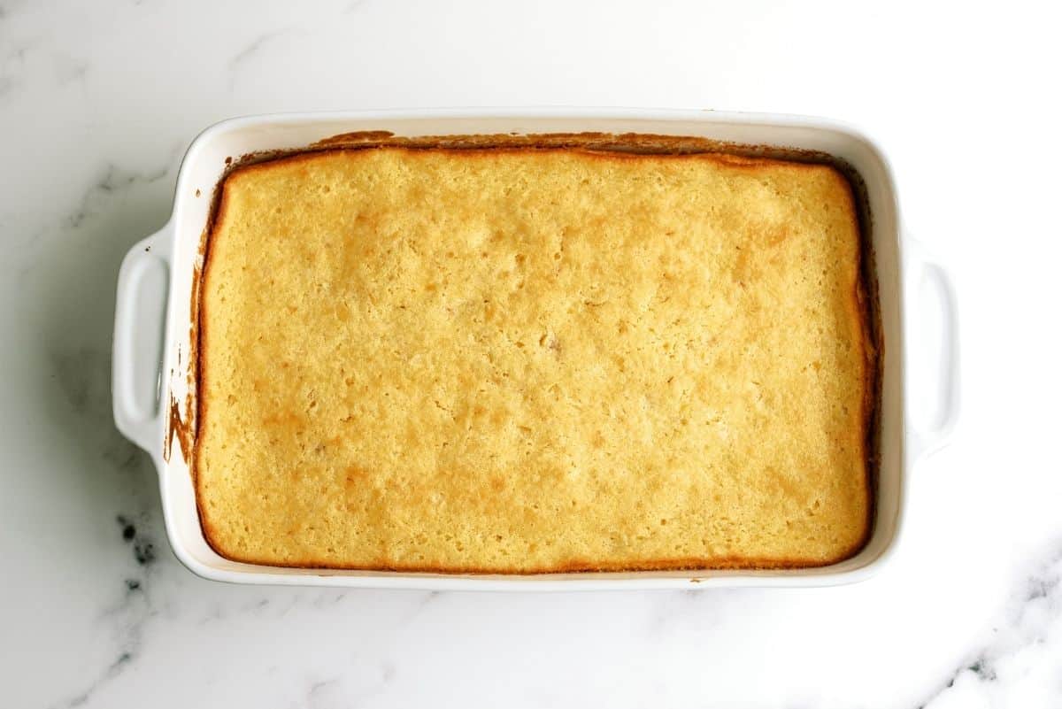 Baked Corn Pudding Casserole in a 9x13 Casserole Dish