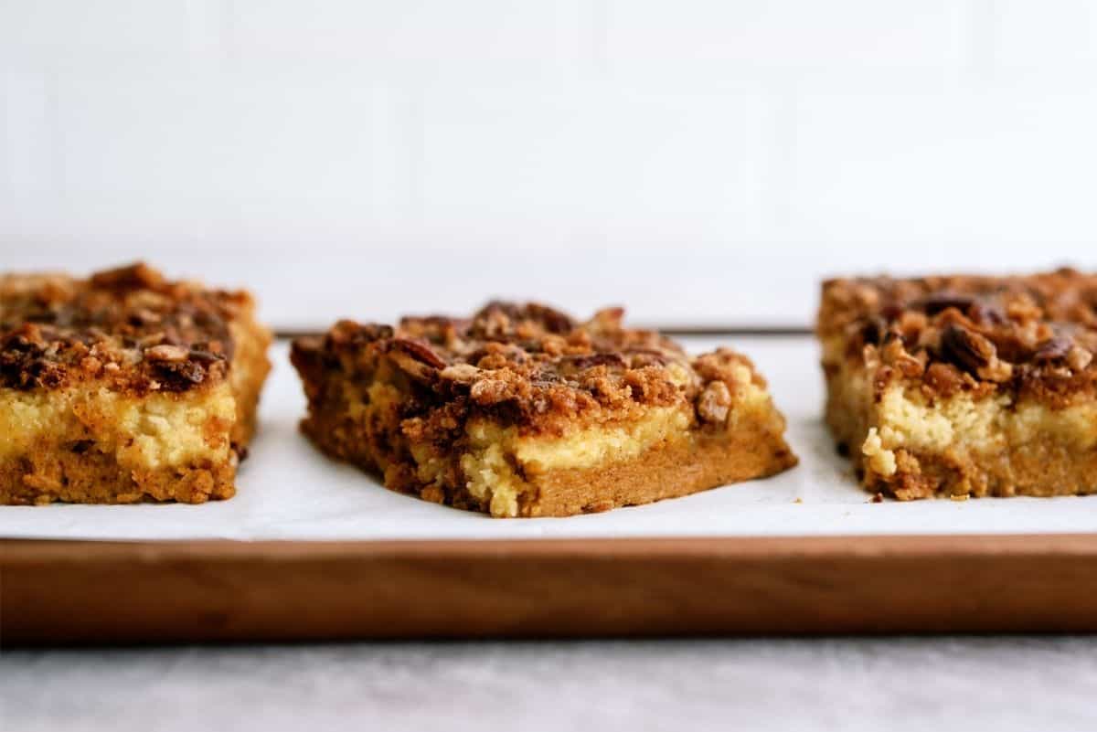 Pumpkin Dump Cake slices on a serving plate