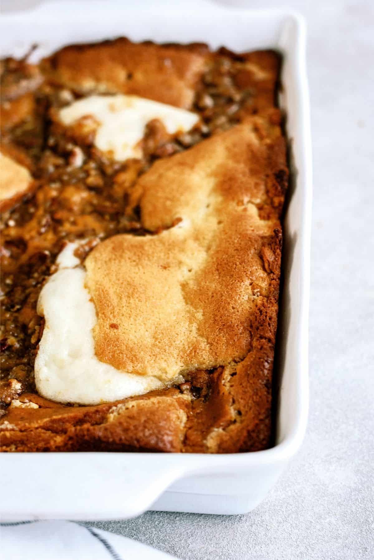 Baked Pumpkin Pecan Cobbler in 9x13 pan