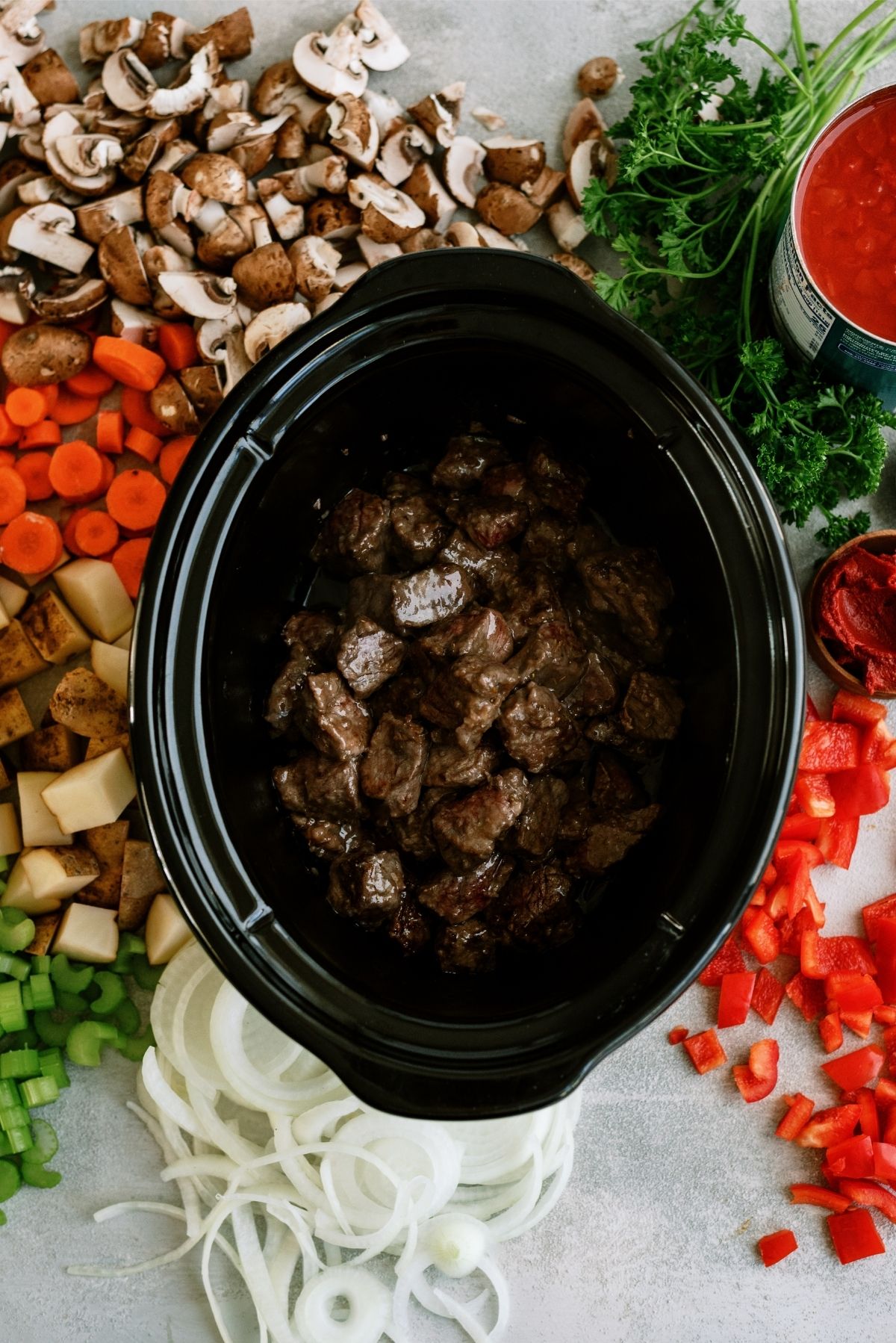 Browned Stew Meat in Slow Cooker