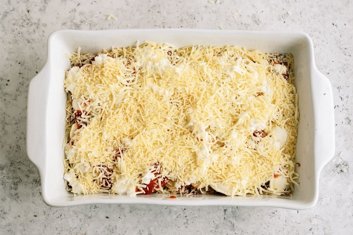 Layers repeated and then topped with parmesan cheese