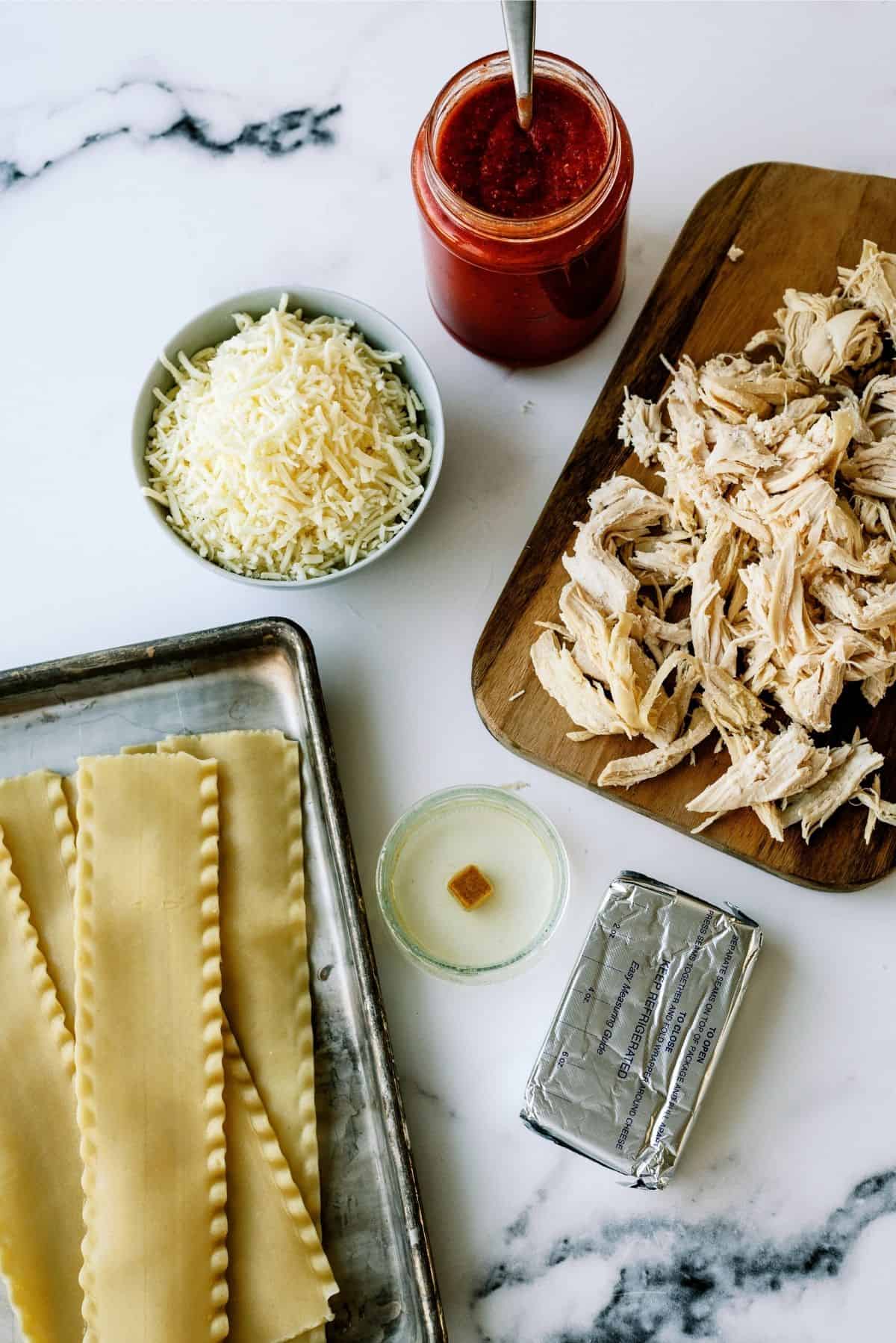 Ingredients for Creamy Chicken Lasagna