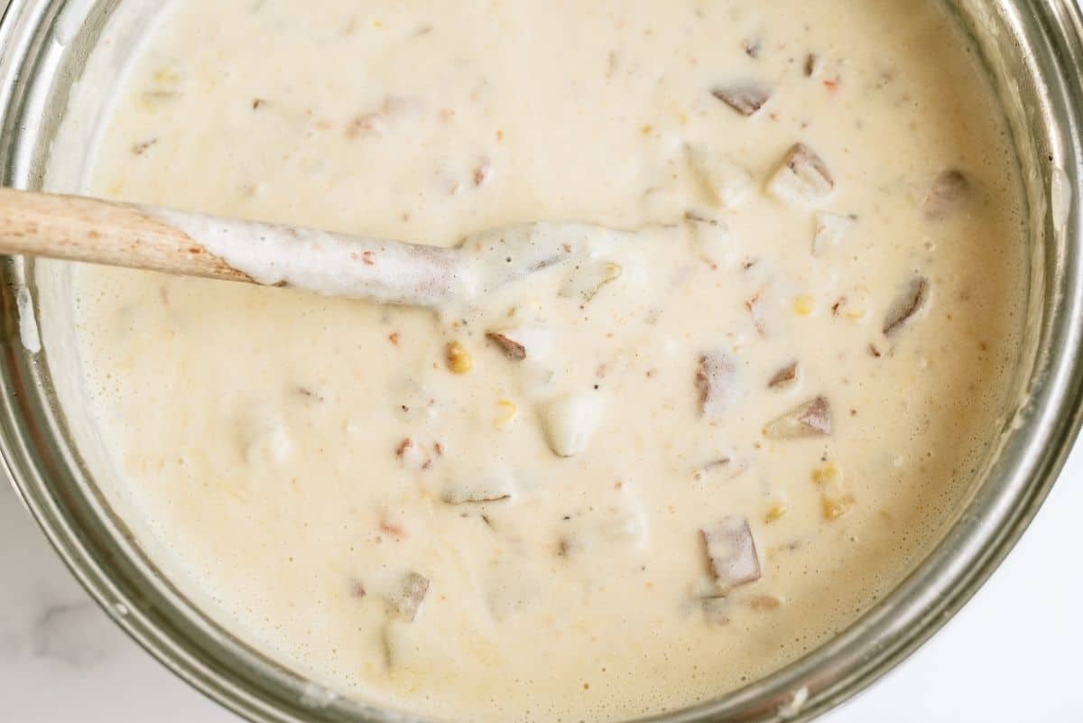 Disneyland’s Loaded Potato Soup in stock pot