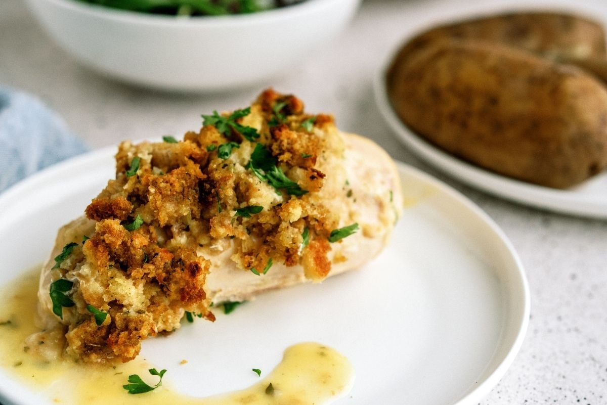 Savory Chicken and Stuffing Bake on a plate