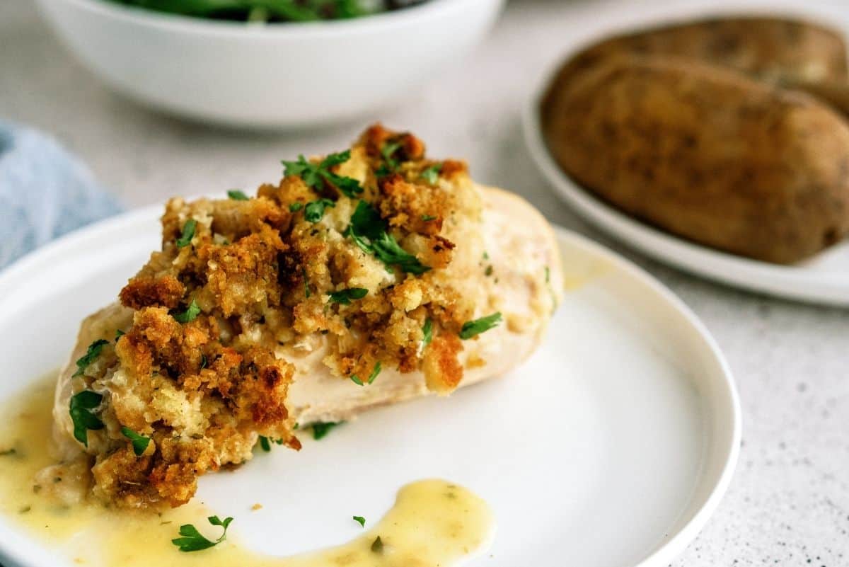 Savory Chicken and Stuffing Bake on a plate