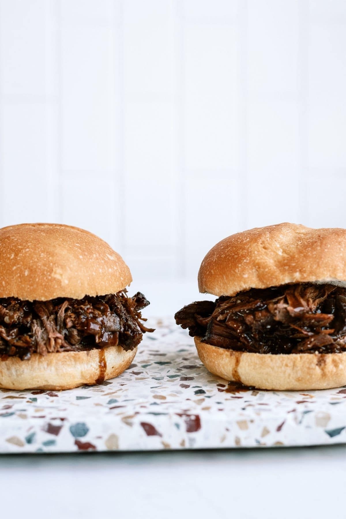 Two Slow Cooker Italian Roast Beef Sandwiches