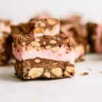 Close up of a Cherry Chocolate Nut Bar with the remaining bars in the background.
