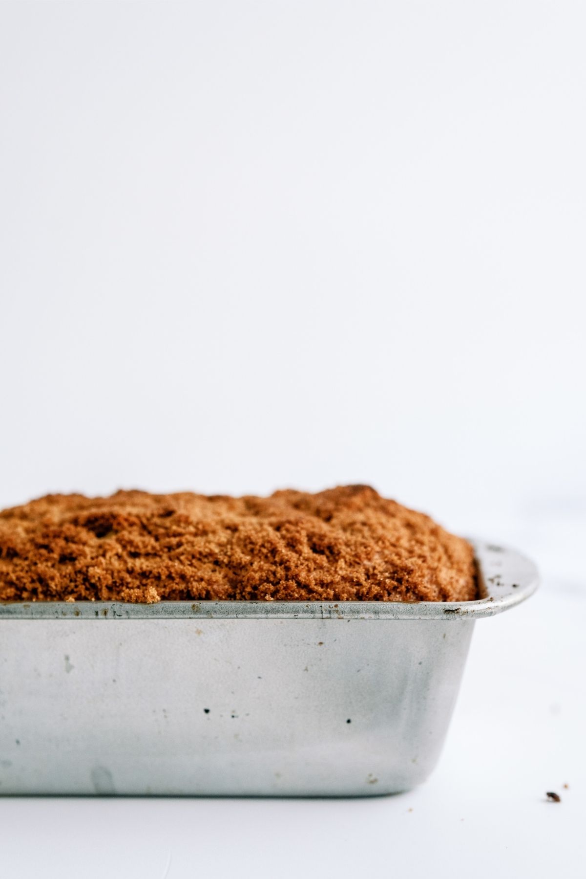 Cinnamon and Sugar Quick Bread in loaf pan ready to bake
