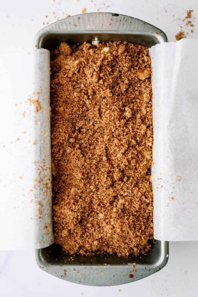Cinnamon and Sugar Quick Bread in a loaf pan.