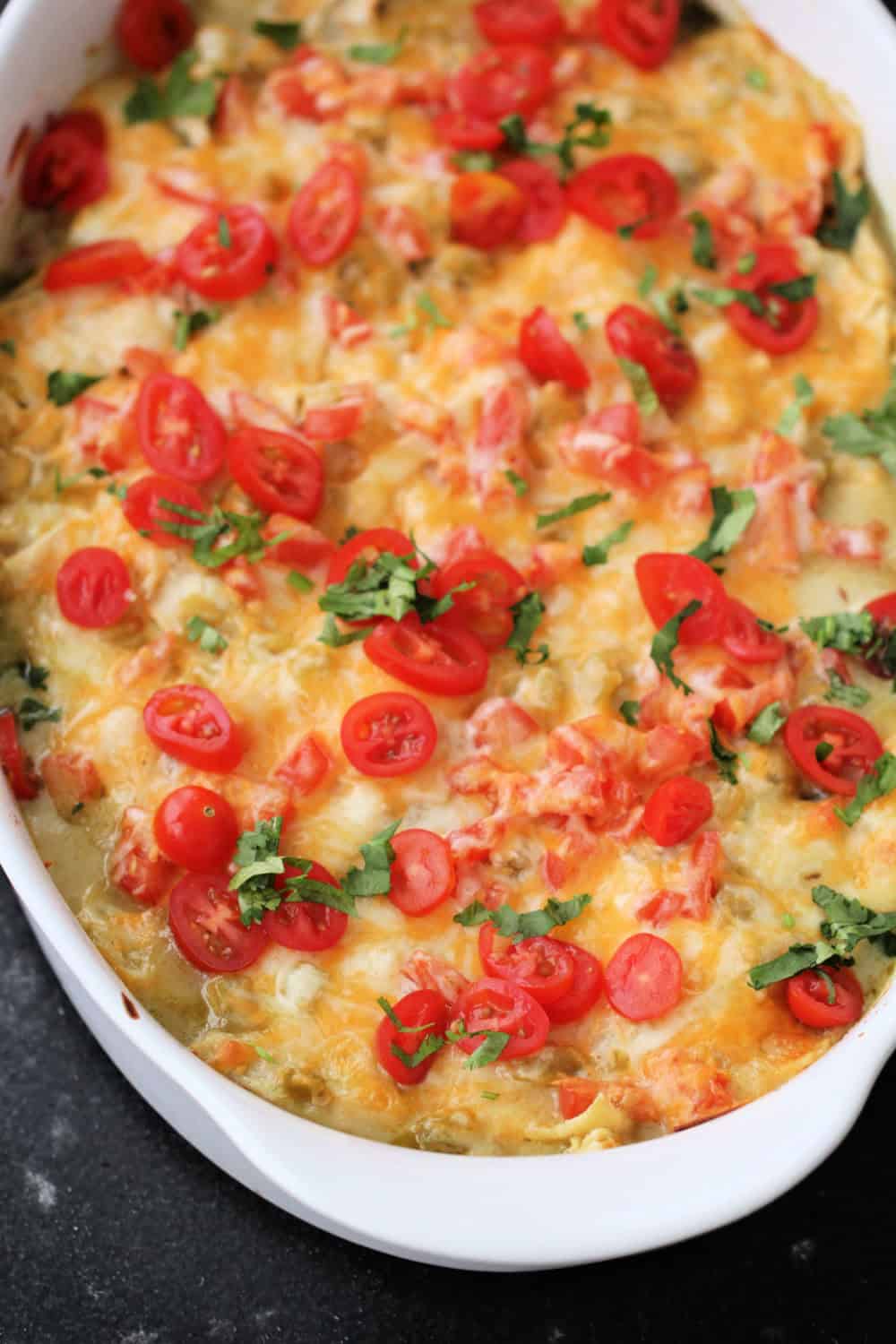 Close up of Easy Southwest Chicken Casserole Bake 