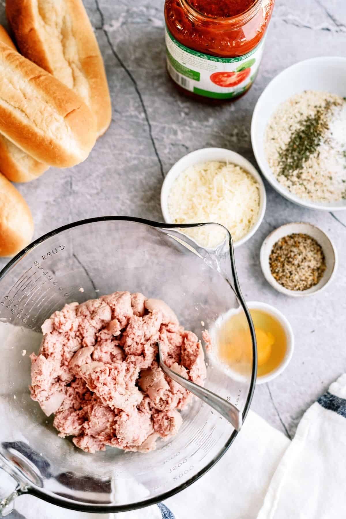 Ingredients for Homemade Turkey Meatball Subs