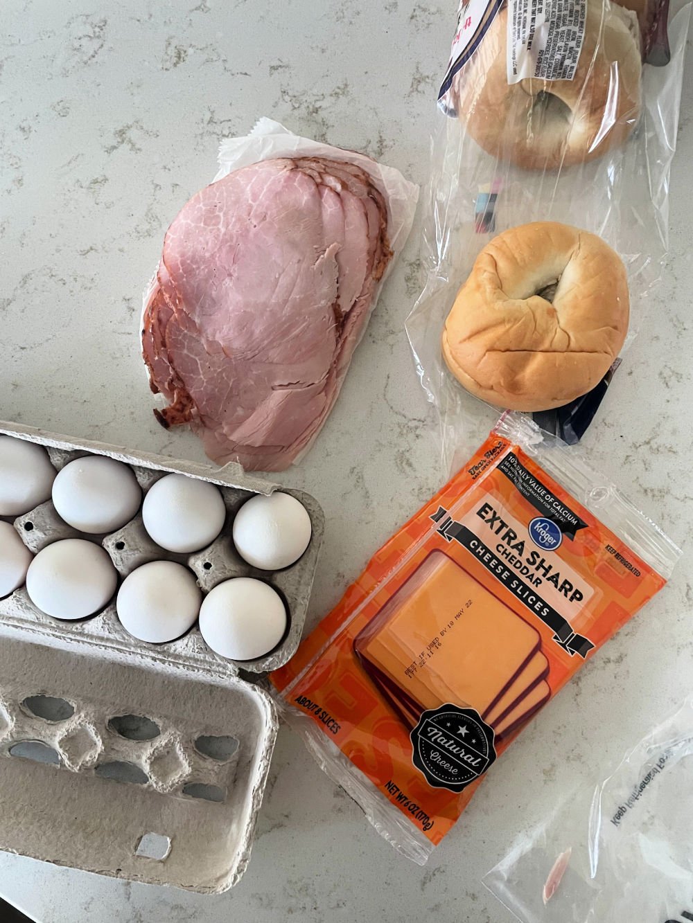 Ingredients for Bagel Breakfast Sandwiches