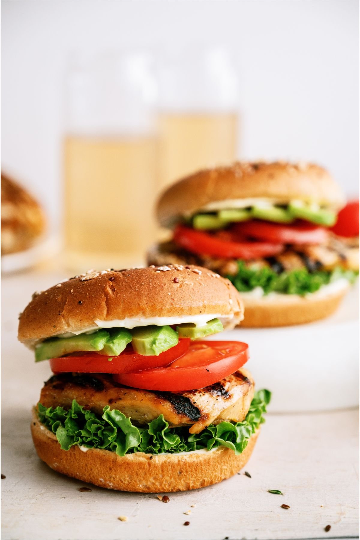 2 Marinated Grilled Chicken Sandwich on a white background.