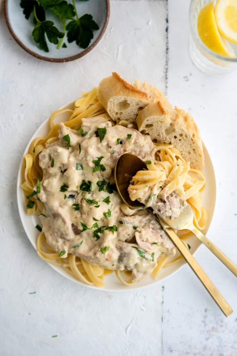Mushroom Chicken Alfredo Casserole