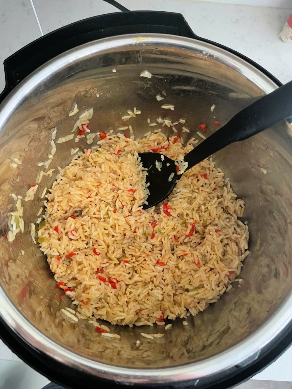 Fluffy rice pilaf after cooking in the Instant Pot