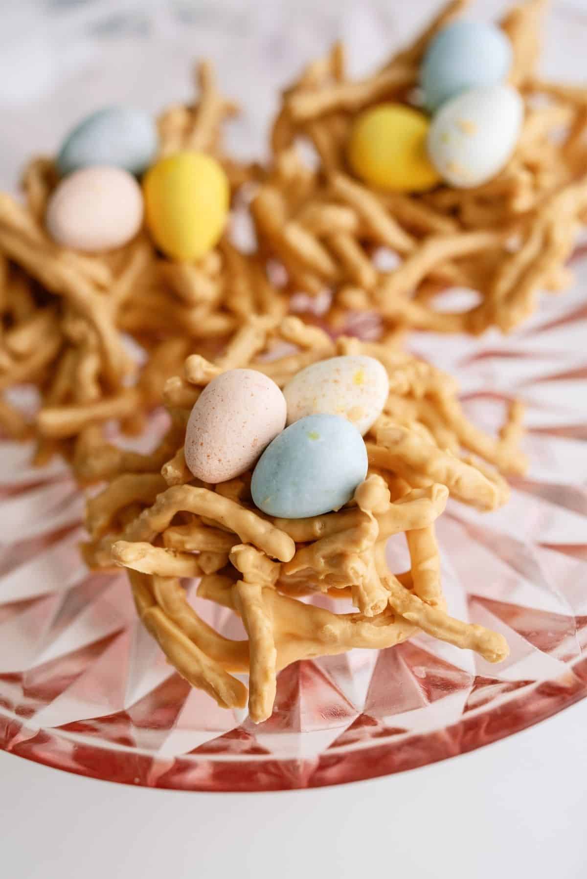 Butterscotch Birds Nest Treats on a plate