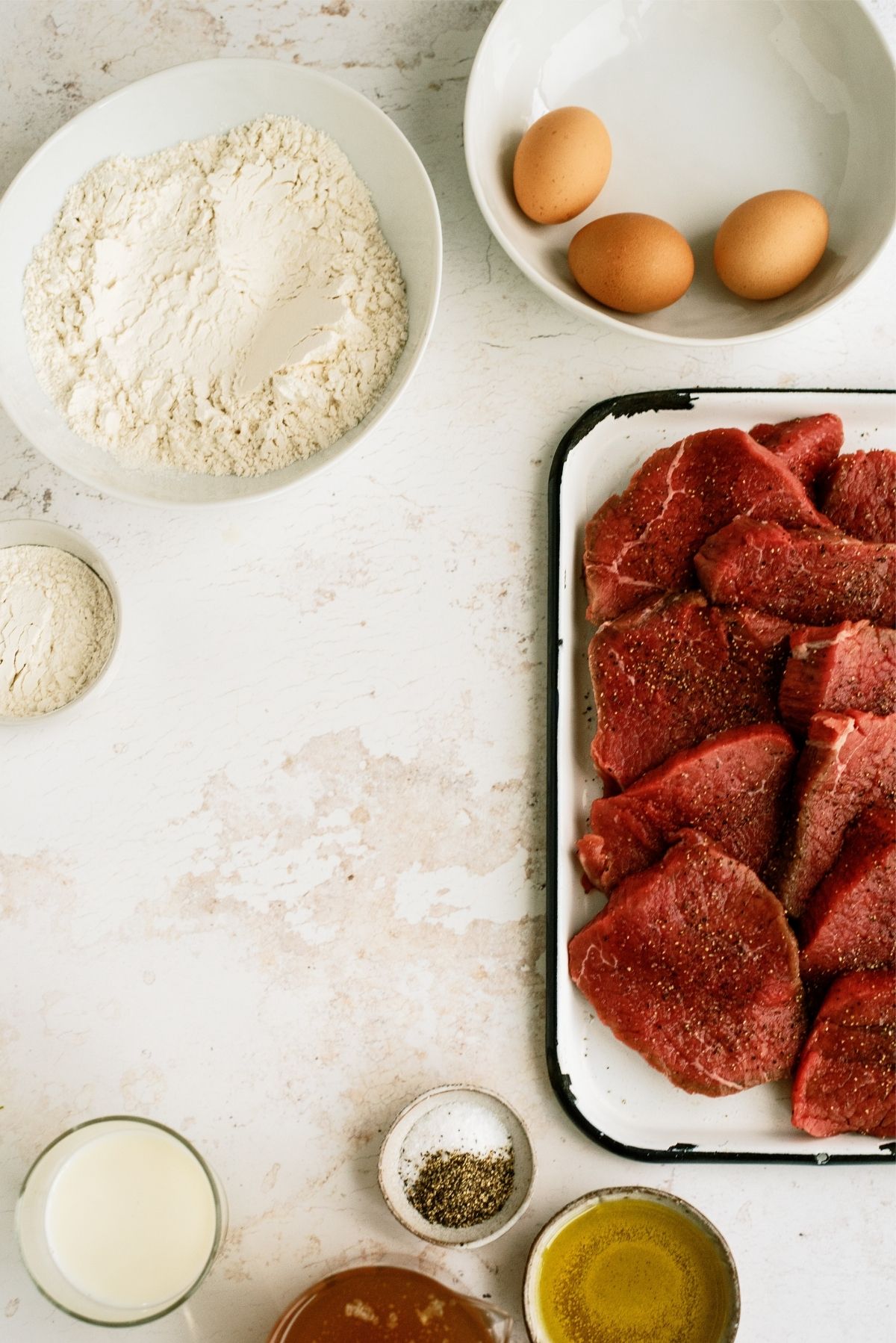 Ingredients needed for Chicken Fried Steak with Gravy