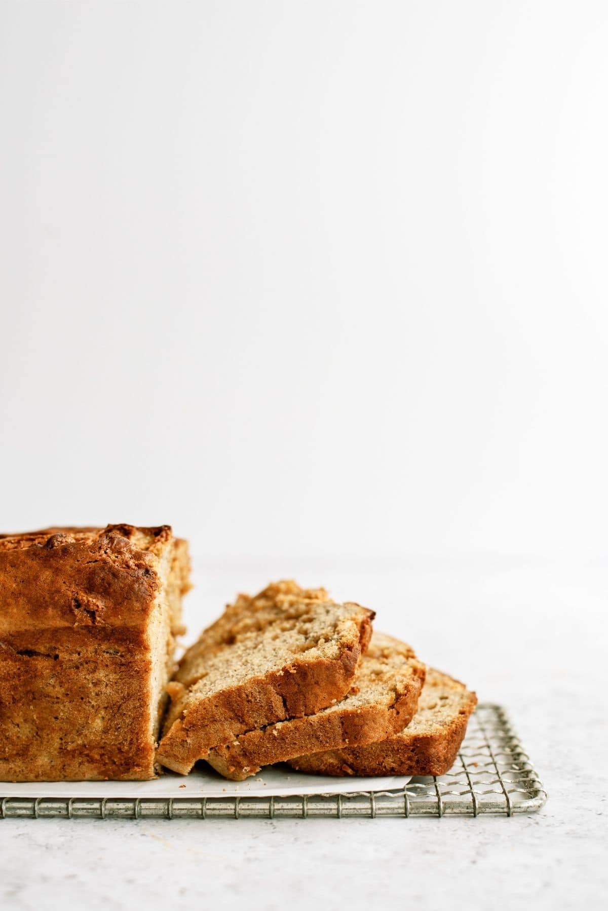 Butterscotch Banana Bread side view sliced