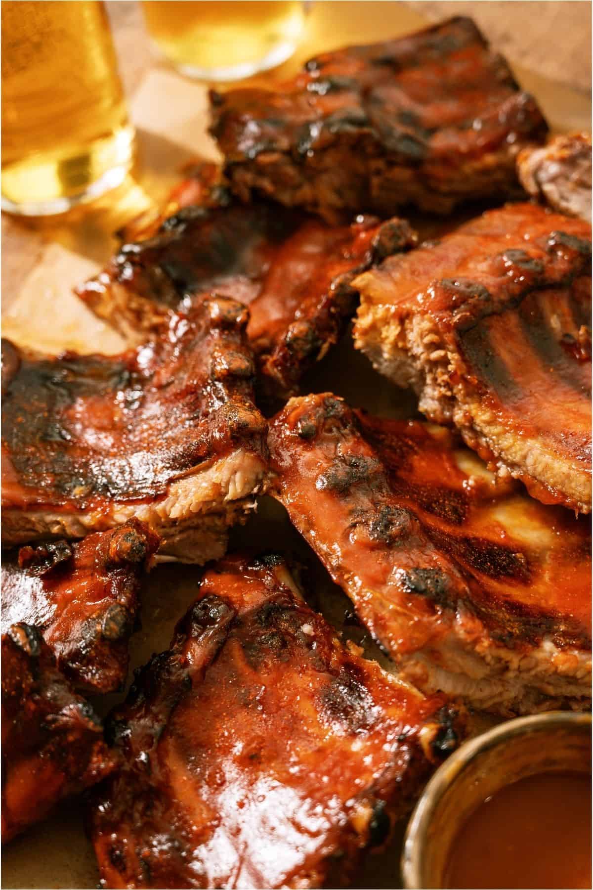 Close up of Easy Smoked BBQ Ribs.