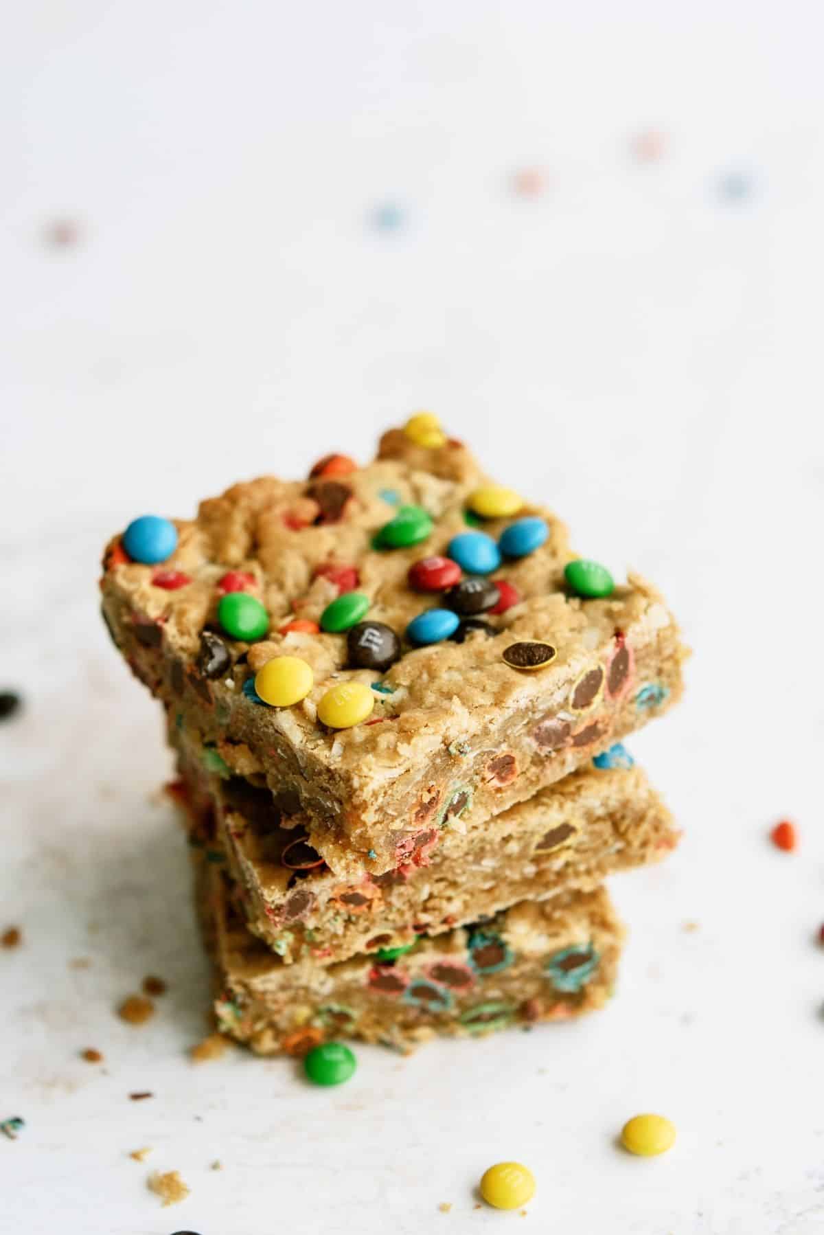 M&M Samoa Blondies Stacked.