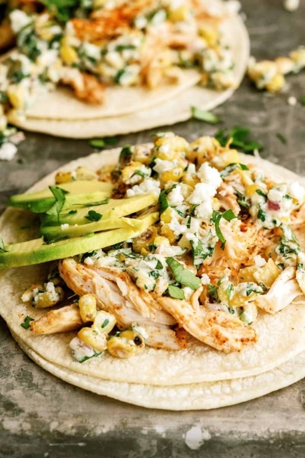 mexican street corn chicken tacos
