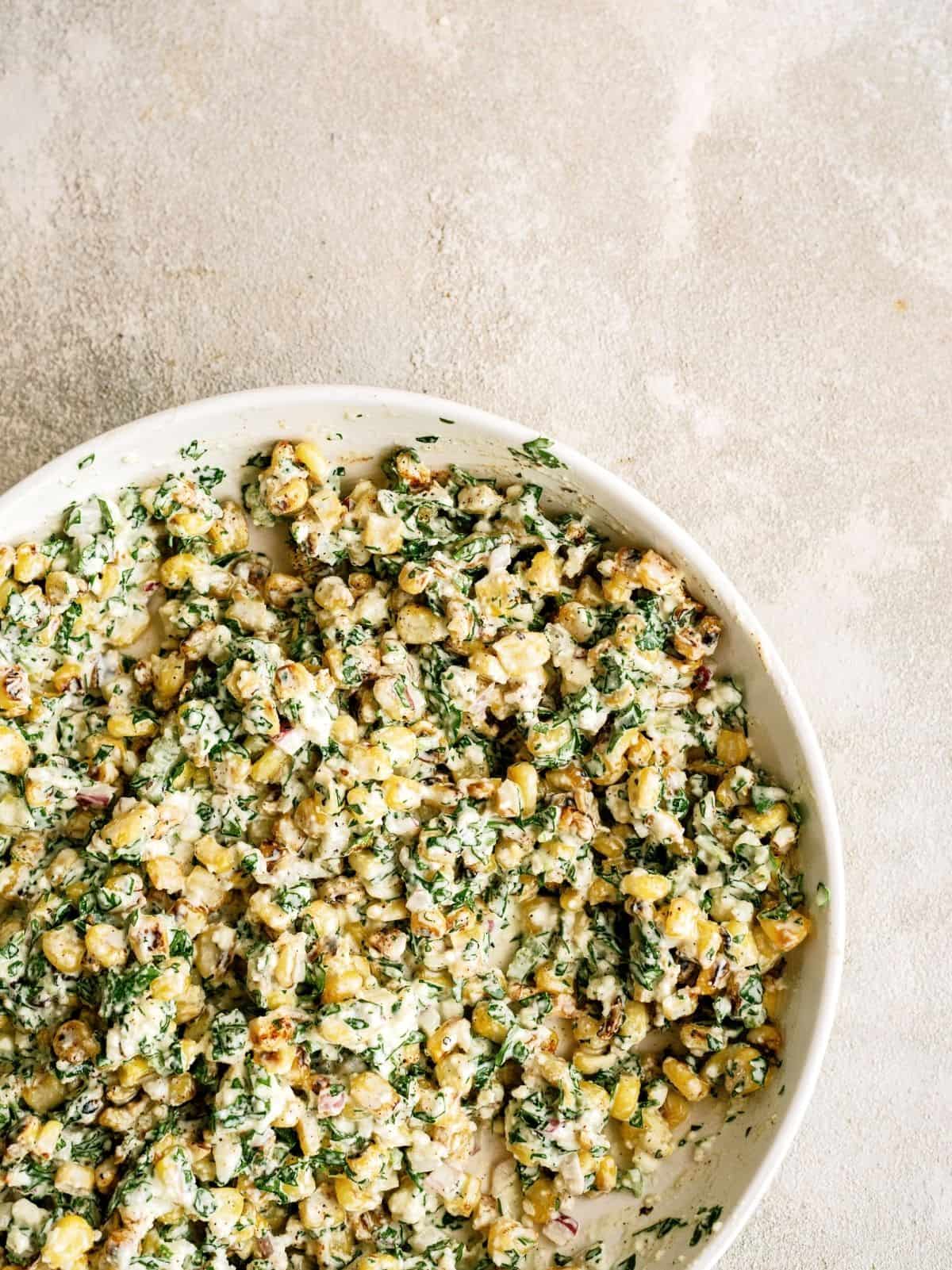 Mexican Street Corn in a serving bowl