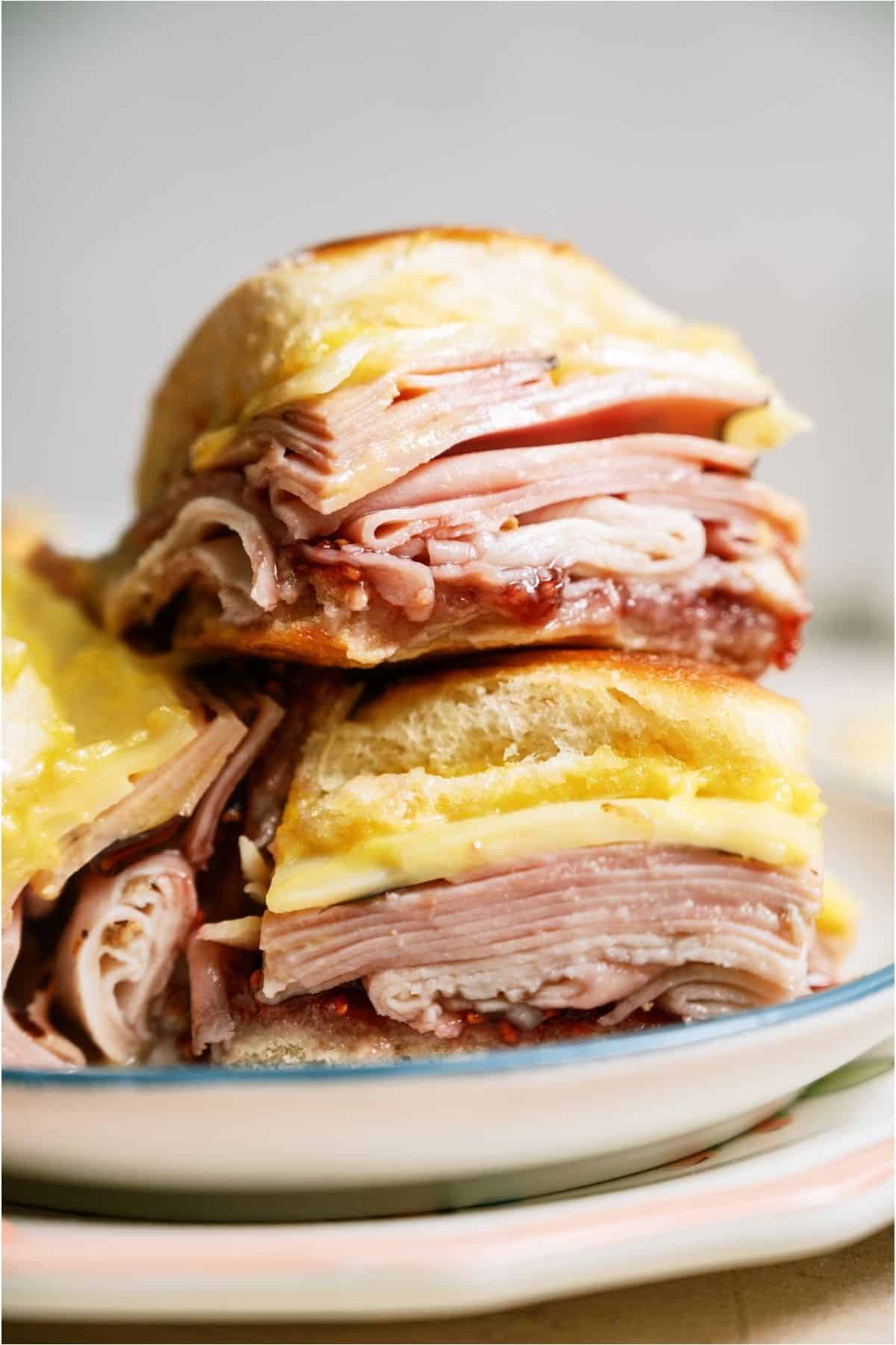 Monte Cristo Slider Sandwiches on a plate.