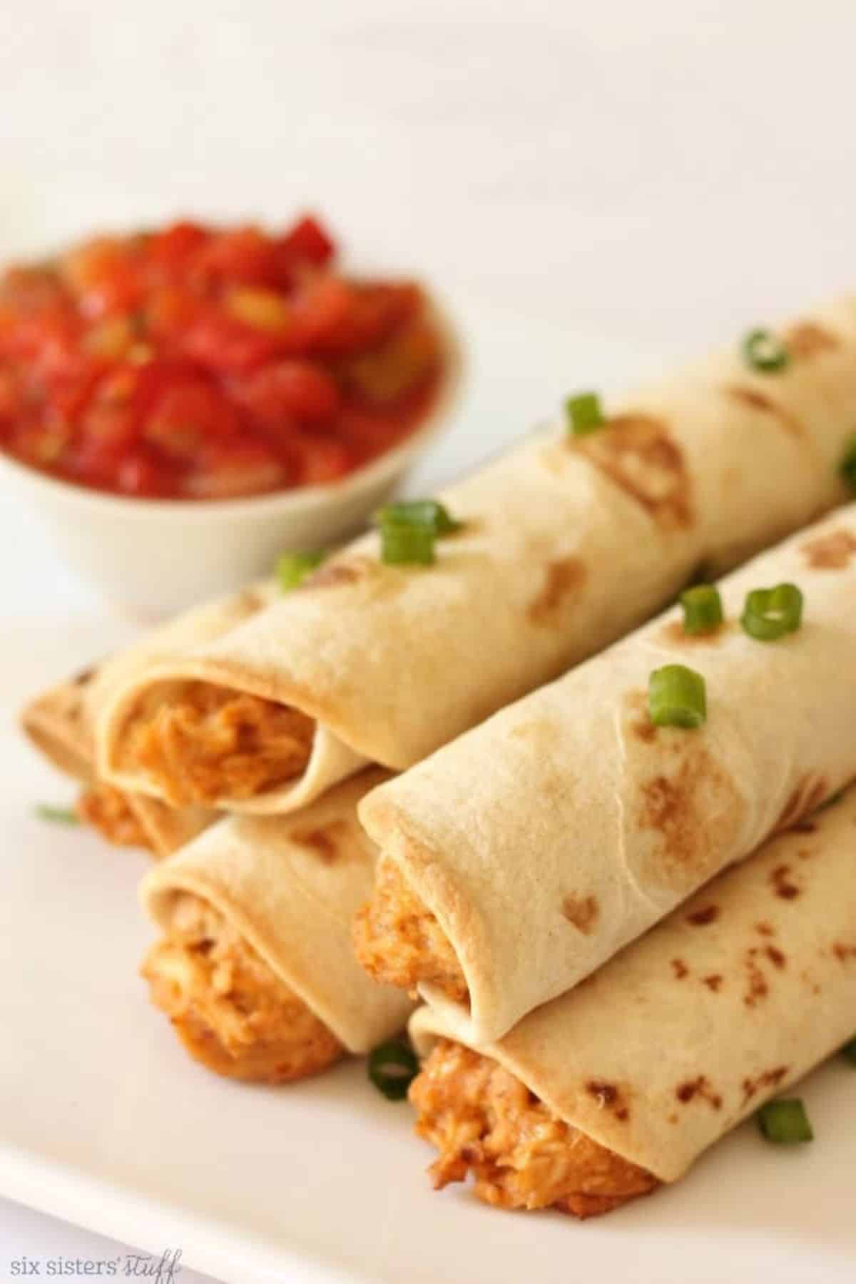 Slow Cooker Cheesy Chicken Taquitos Recipe Six Sisters' Stuff