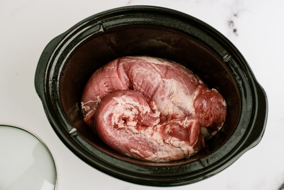Pork loin in a sprayed slow cooker